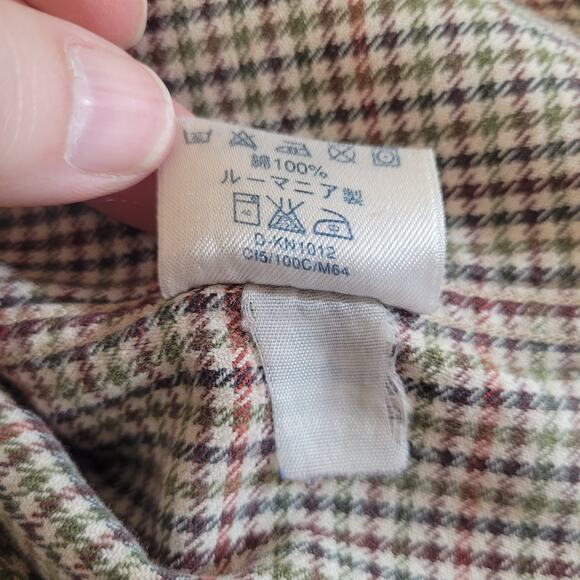 Vintage Lands' End Kids Button Down Shirt 14-14 Husky Brown Check Long Sleeve - Picture 8 of 11